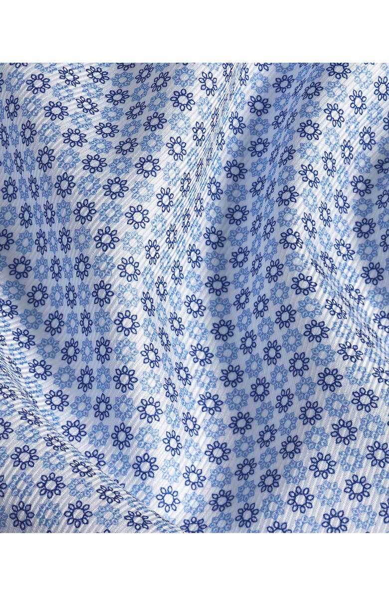 David Donahue Slim Fit Floral Medallion Twill Dress Shirt, Alternate, color, Blue