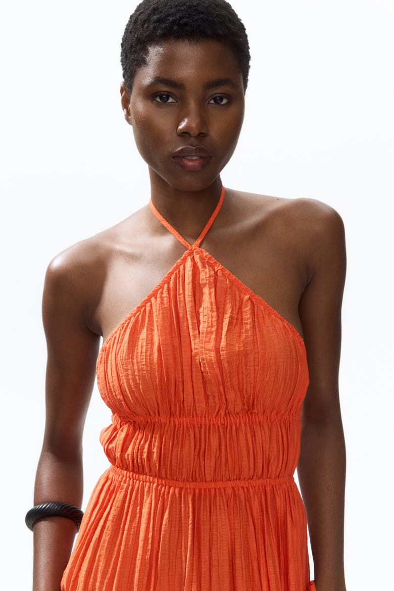 Tiered Halterneck Dress, Alternate, color, Bright orange