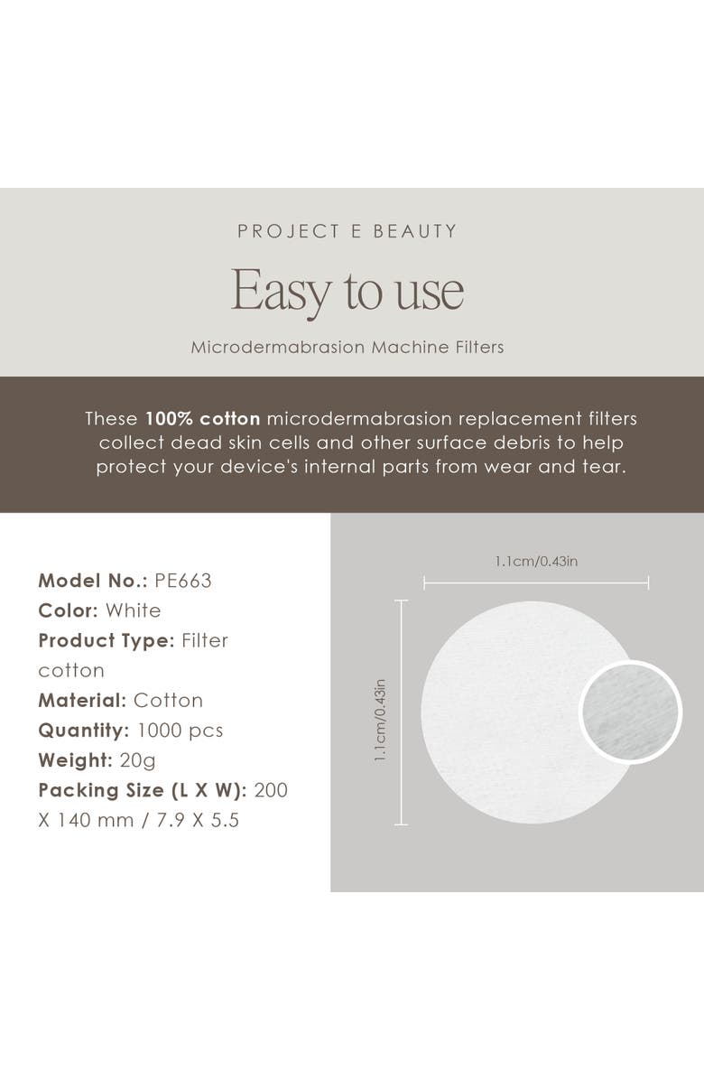 Project E Beauty 1000pcs Cotton Filter, Alternate, color, White