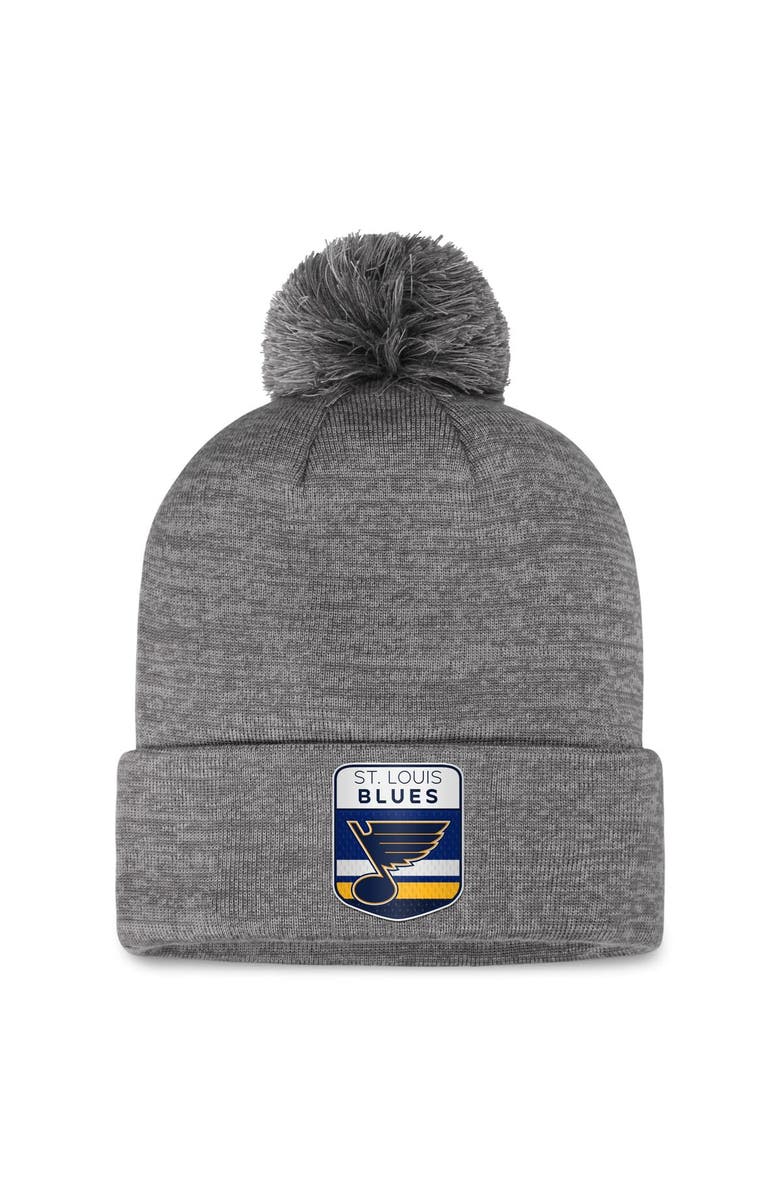 FANATICS Men's Fanatics Branded Gray St. Louis Blues Authentic Pro Home Ice Cuffed Knit Hat with Pom, Main, color, Gray
