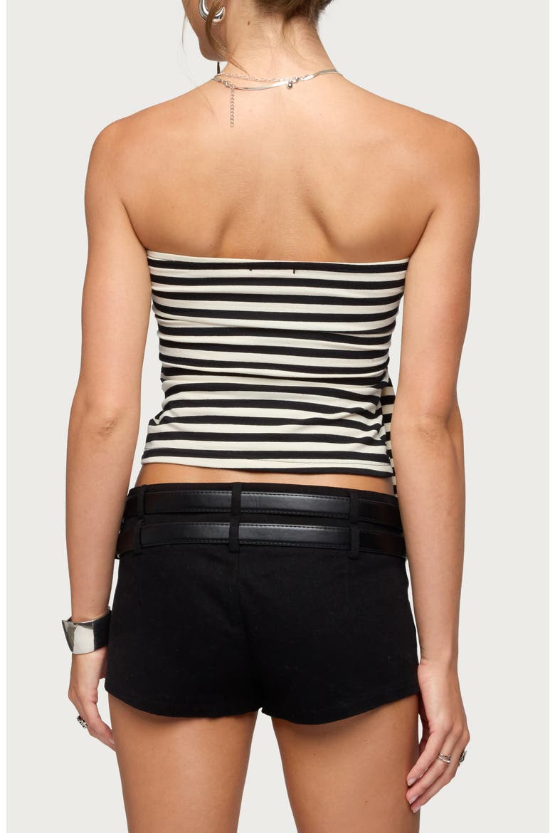 Finly Stripe Strapless Crop Top, Alternate, color, BLACK-AND-CREAM