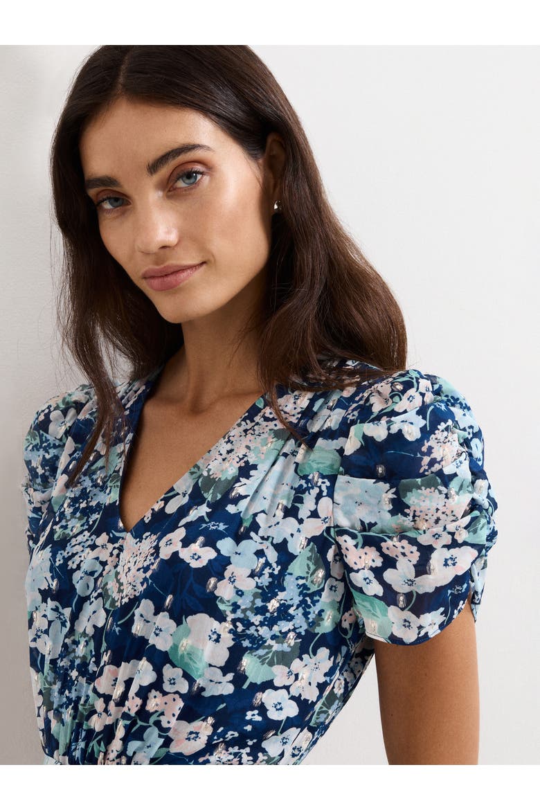 Azalea Floral Dress, Alternate, color, Indigo