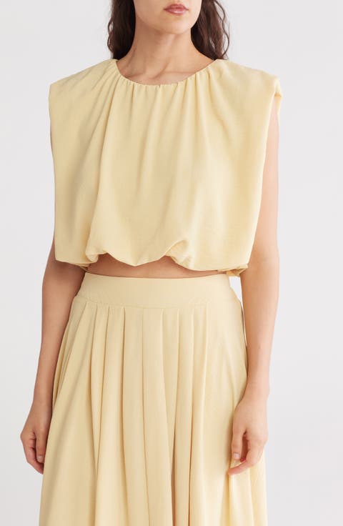 Sleeveless Blouson Crop Top