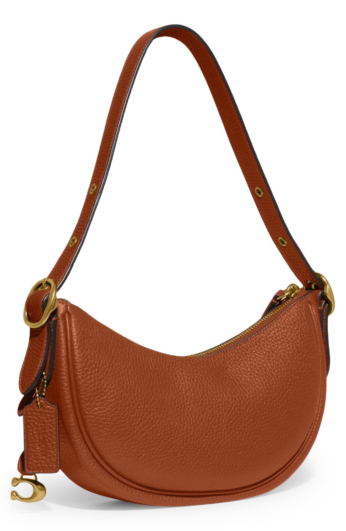 Luna Soft Pebble Leather Shoulder Bag, Alternate, color, B4/ BURNISHED AMBER