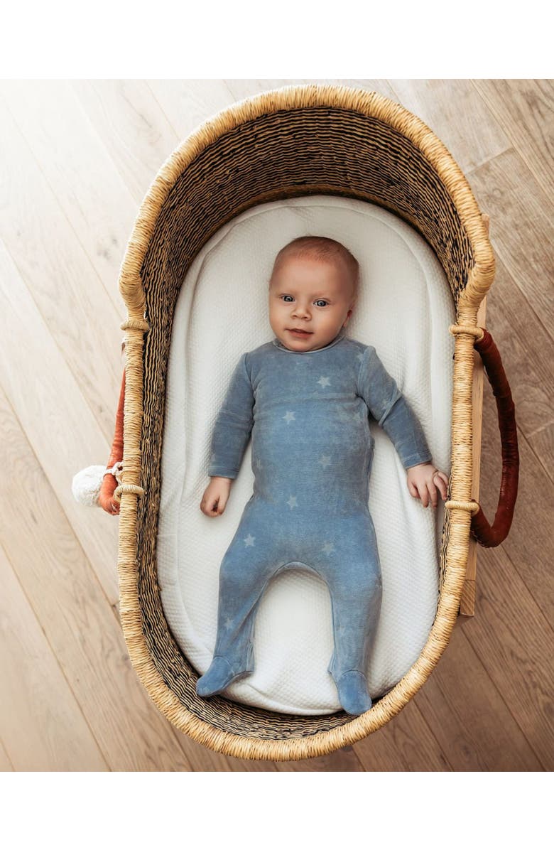 MiniMoi Baby Boys Cotton Rich Velour Footie, Alternate, color, Blue