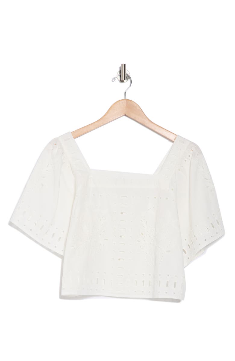 Rails Laine Embroidered Eyelet Short Sleeve Crop Top, Alternate, color, 