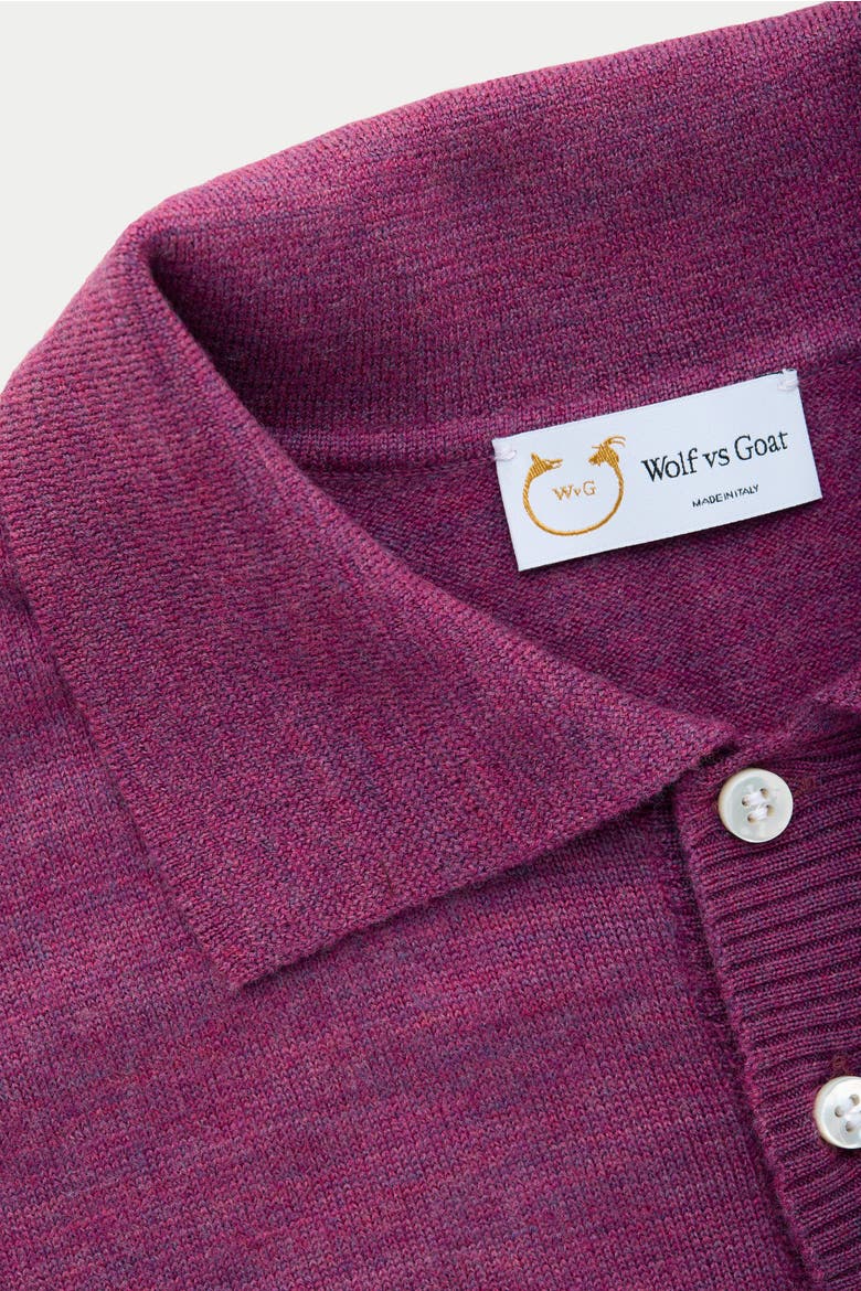 Wool Knitted Long Sleeve Polo, Alternate, color, Purple