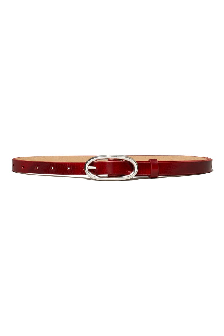 Large Pierced Leather Buckle Belt, Main, color, BRICKLANE