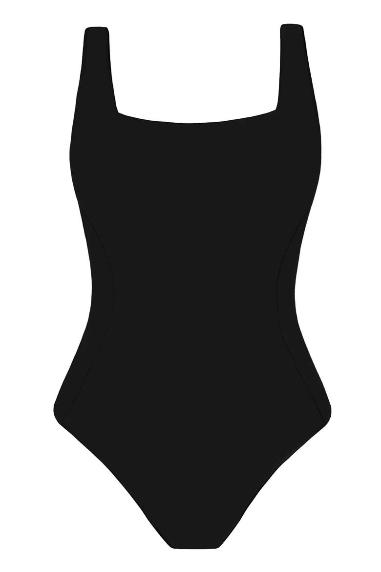 Mega Sculpting Square Neck One Piece Swimsuit, Alternate, color, Black