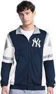 STARTER Men's Starter Navy/Gray New York Yankees Contender Tricot Full-Zip Track Jacket