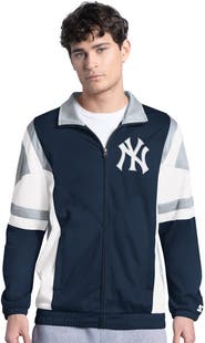 STARTER Men's Starter Navy/Gray New York Yankees Contender Tricot Full-Zip Track Jacket
