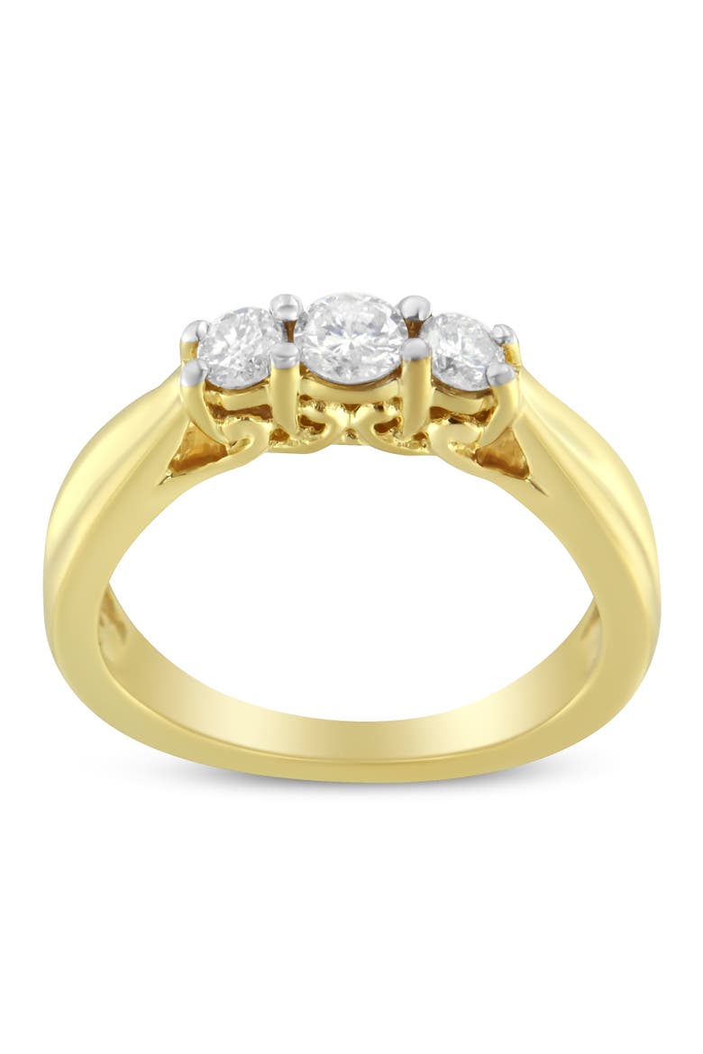 10K Yellow Gold Three-stone 1/2 Cttw Diamond Ring, Alternate, color, Yellow Gold