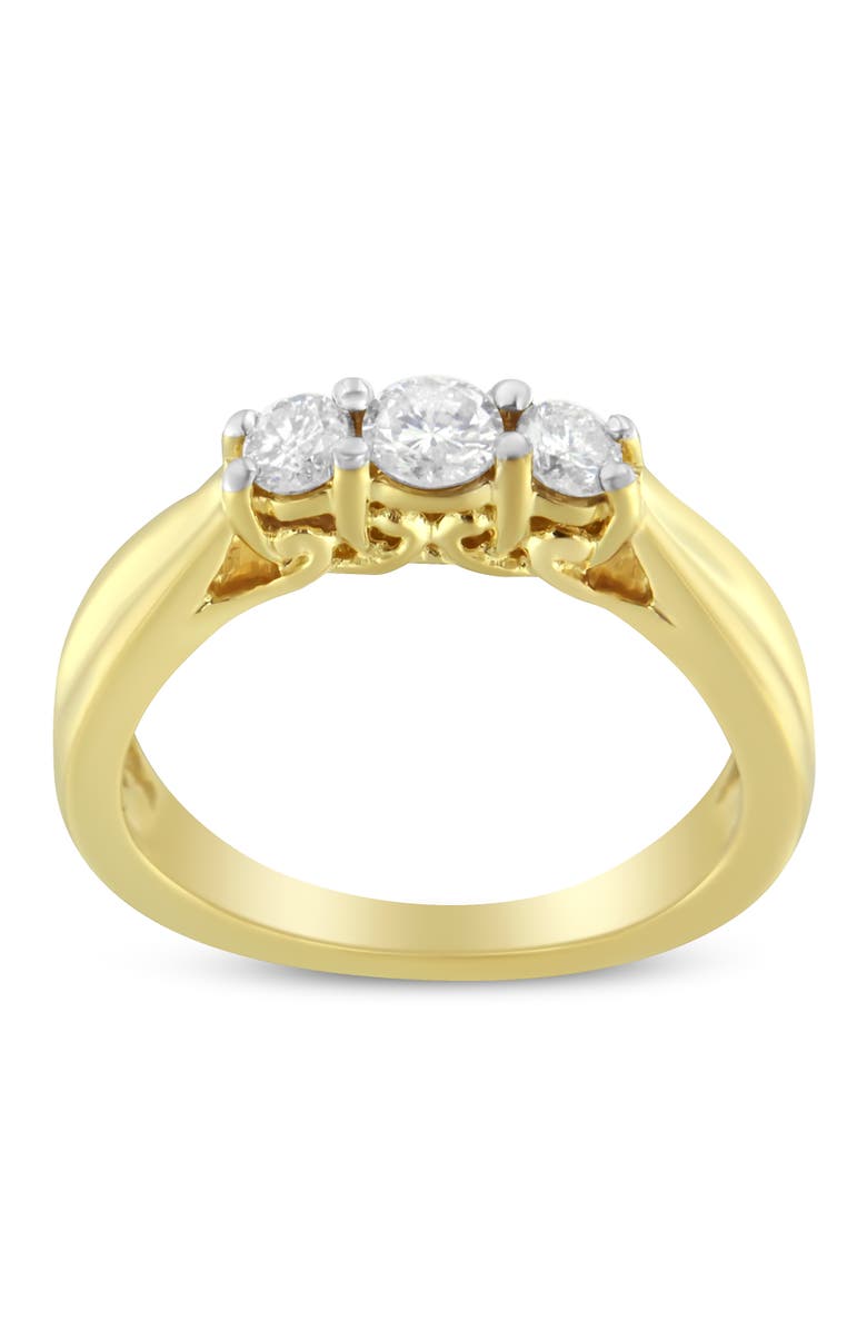 Haus of Brilliance 10K Yellow Gold Three-stone 1/2 Cttw Diamond Ring, Alternate, color, Yellow Gold