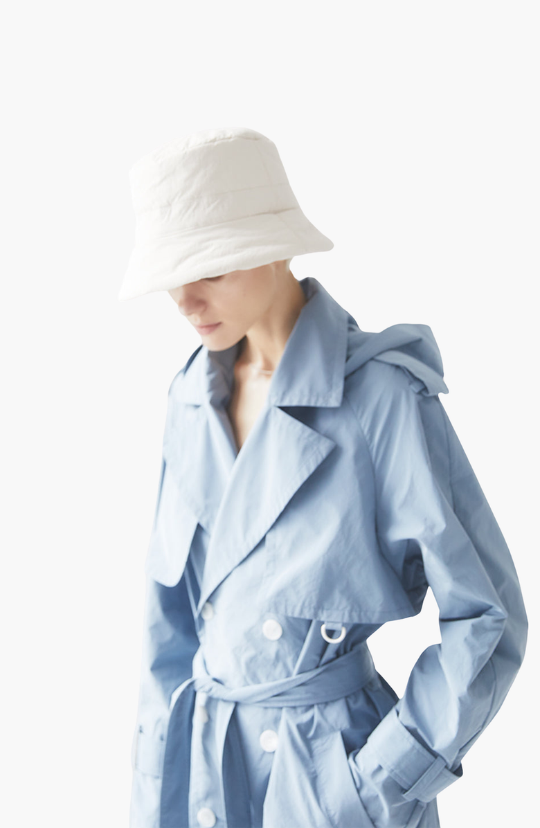 CAALO Water Resistant Hooded Trench Coat, Alternate, color, Light Blue