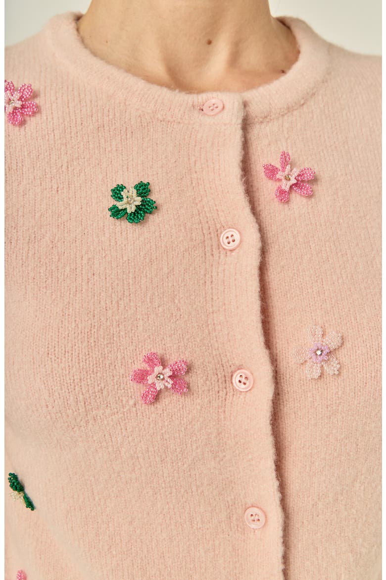 Floral Embroidered Knit Cardigan, Alternate, color, PALE PINK