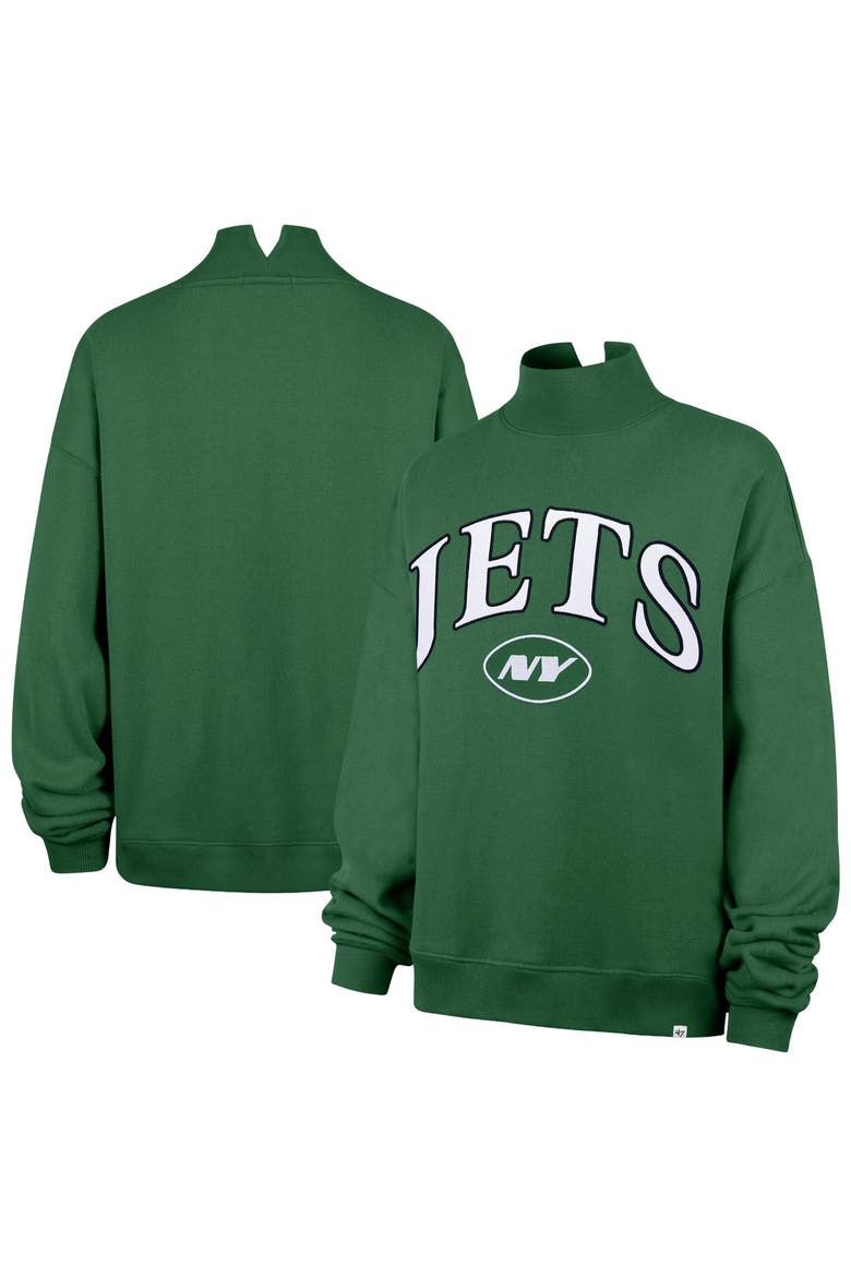 Women's '47 Green New York Jets Oversized Vantage Mock Neck Sweatshirt, Main, color, Green
