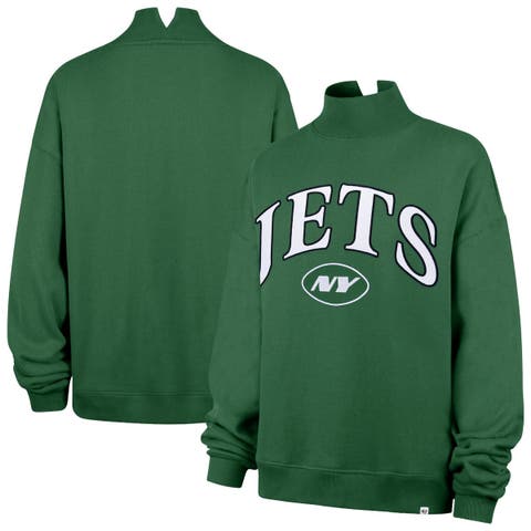 Women's '47 Green New York Jets Oversized Vantage Mock Neck Sweatshirt