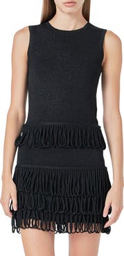 Endless Rose Metallic Knit Loop Fringe Tank
