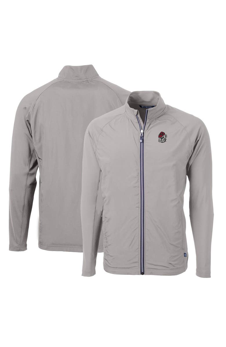 Cutter & Buck Men's Cutter & Buck Gray Georgia Bulldogs Big & Tall Adapt Eco Knit Hybrid Recycled Full-Zip Jacket, Main, color,
