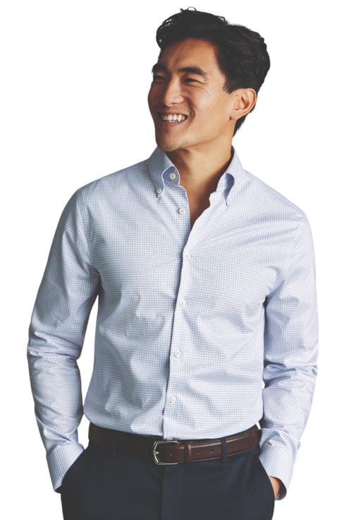 Non-Iron Pinpoint Oxford Check Shirt