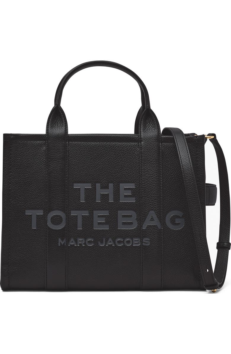 Marc Jacobs The Leather Medium Tote Bag, Main, color, Black