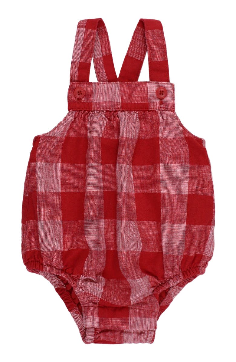 Hope & Henry Baby Bubble Romper, Infant, Main, color, Red Pencil Check Linen