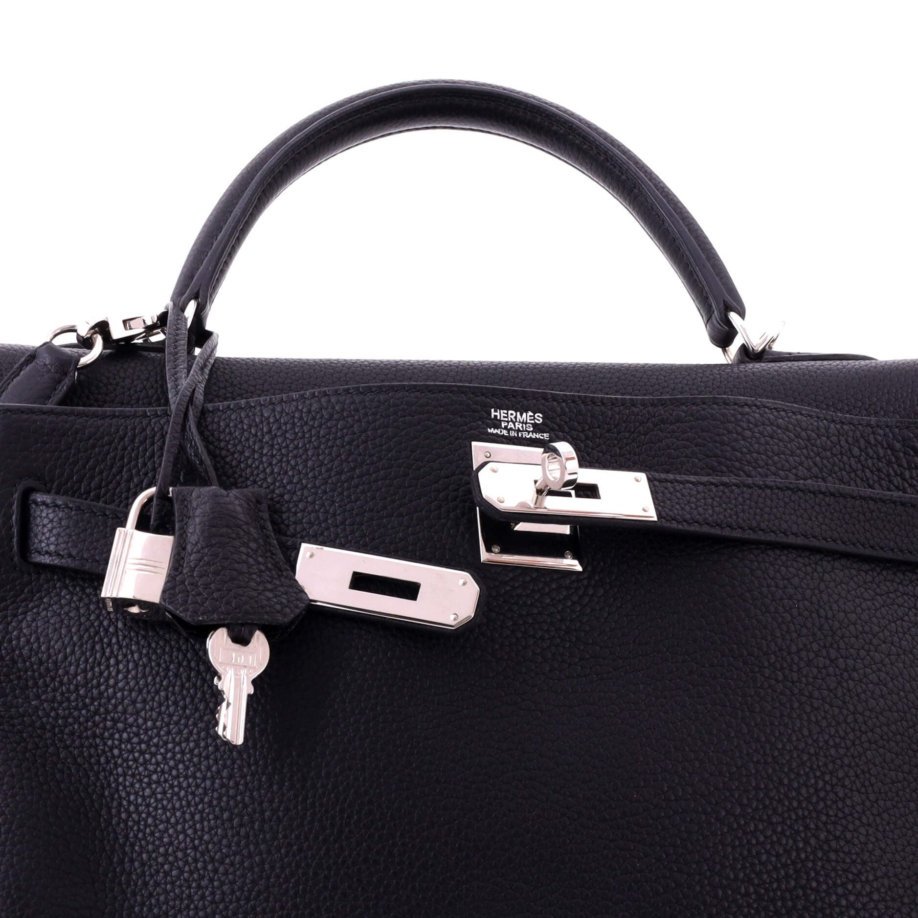 Pre-Owned Hermes Kelly Handbag Black Togo with Palladium Hardware 32, Alternate, color, Noir