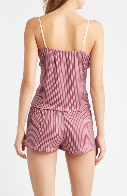 Bella Venice Gigi Stripe Lace Trim Crop Camisole In Pink
