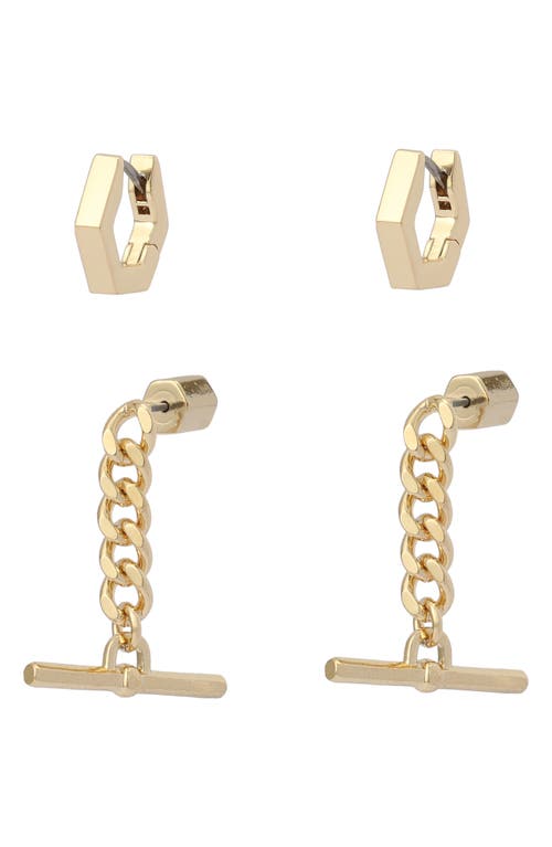 Allsaints Set Of 2 Hoop And Drop Earrings In Brown