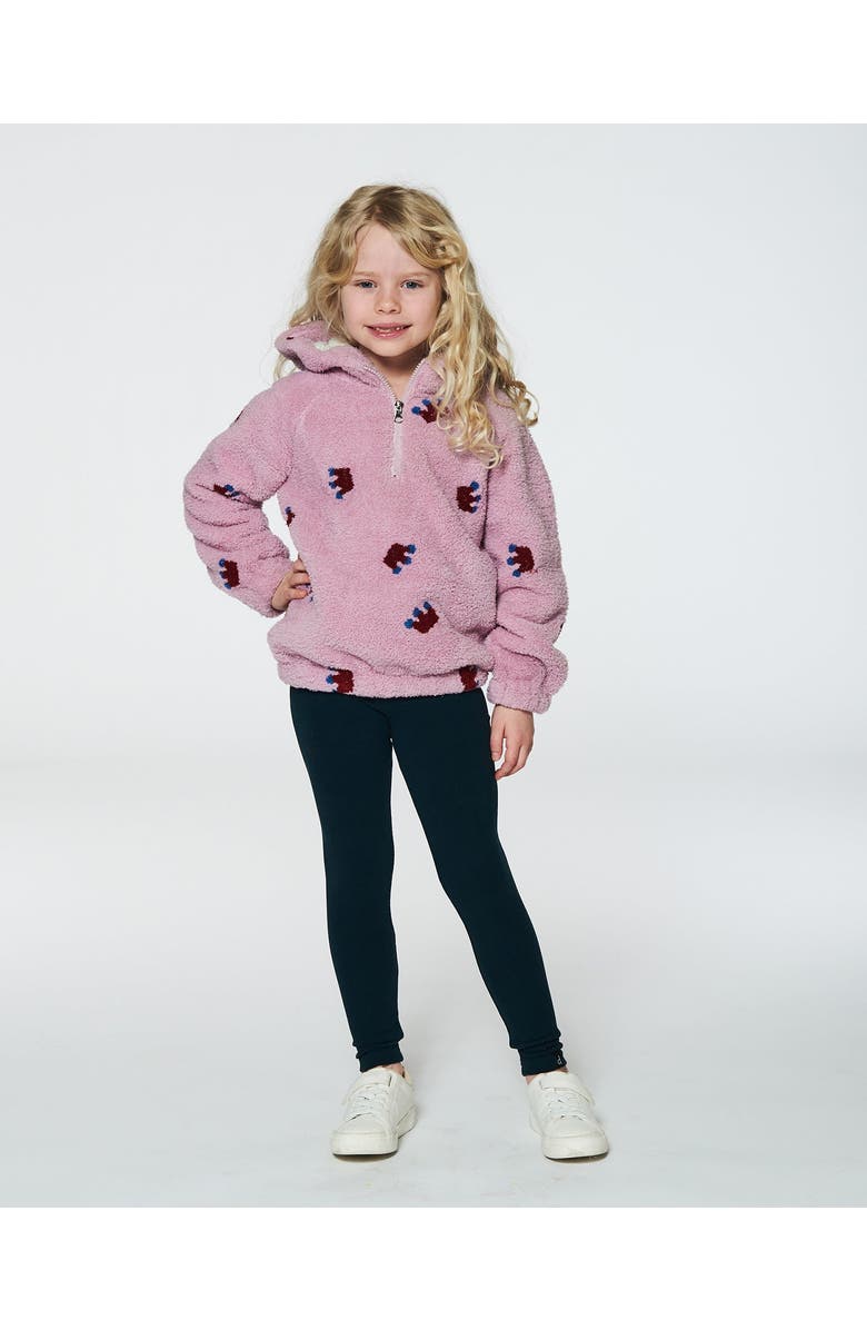 Deux par Deux Girl's Plush Hoodie Mauve With Crown Pattern, Alternate, color,