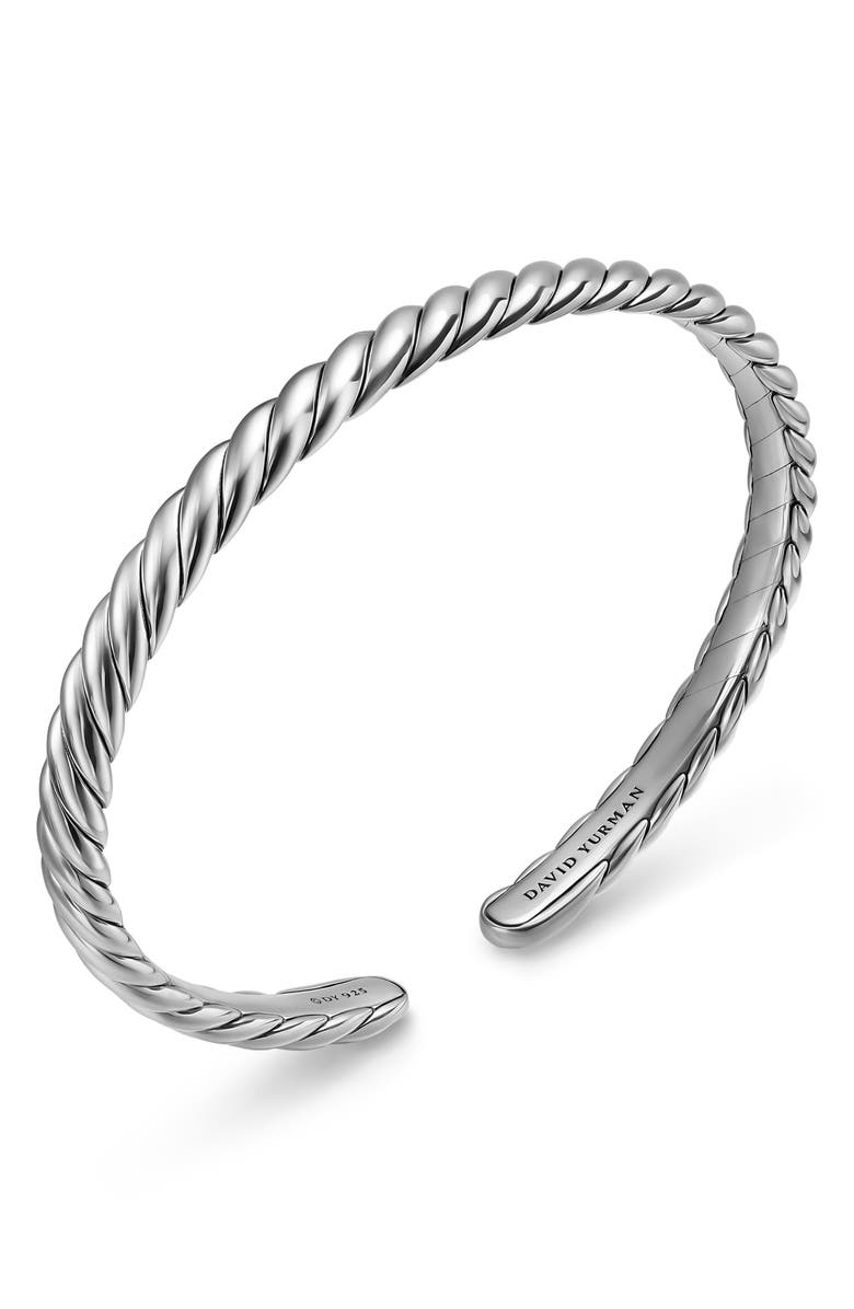 David Yurman Sculpted Cable Flex Bracelet in Sterling Silver, 5mm, Alternate, color, Silver