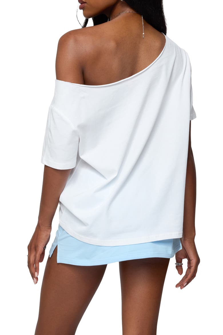 Hawaiian Babe Off the Shoulder Cotton Graphic T-Shirt, Alternate, color, WHITE