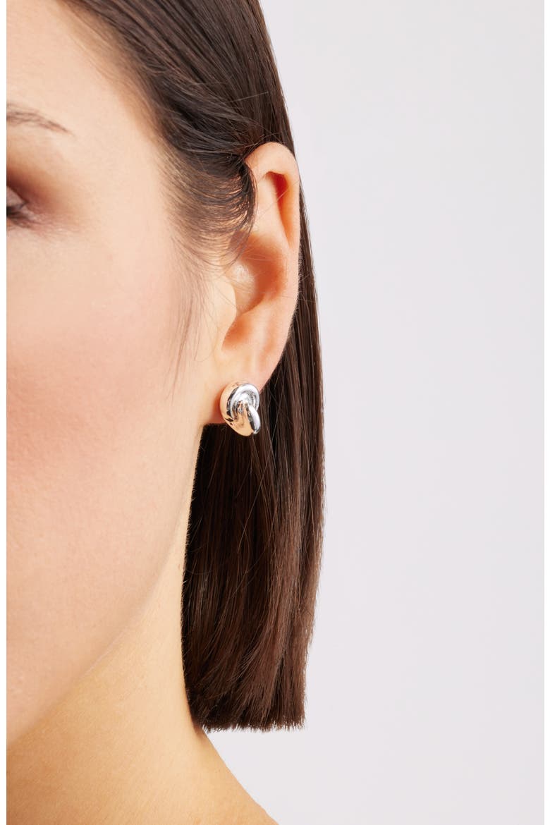 Knot Stud Earrings, Alternate, color, SILVER