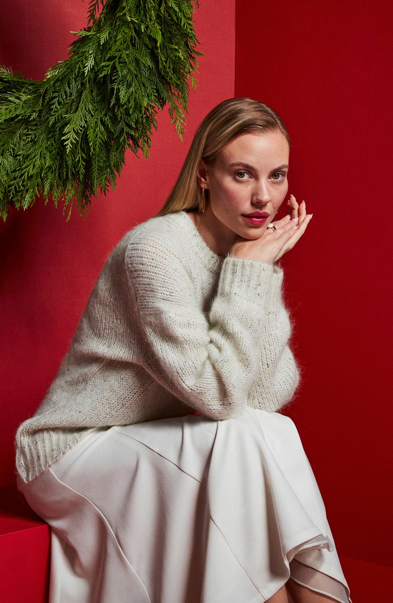 Nordstrom Metallic Crewneck Sweater, Alternate, color, Grey Dark Heather Metallic