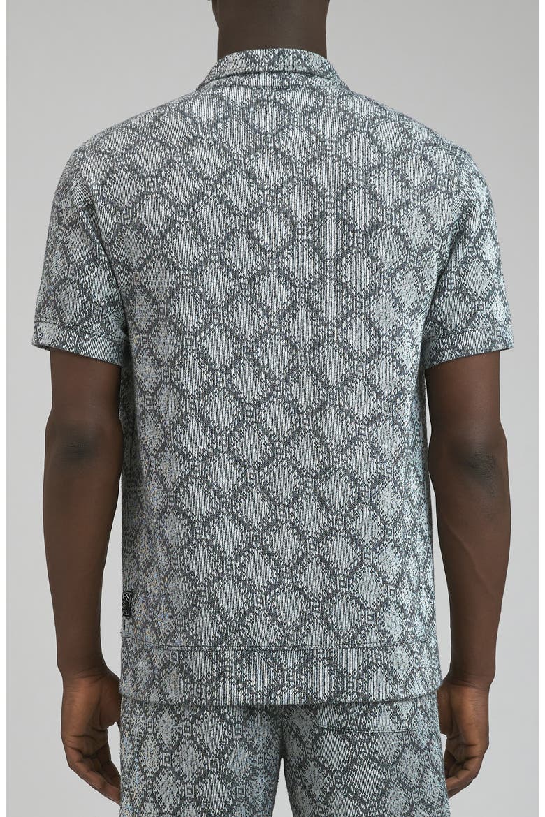Beippu Jacquard Short Sleeve Button-Up Shirt, Alternate, color, GREY