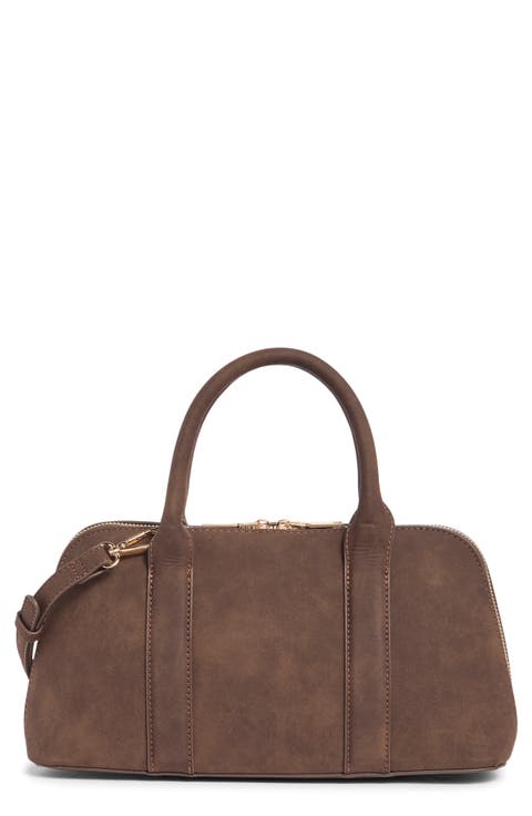 Barrel Faux Suede Shoulder Bag
