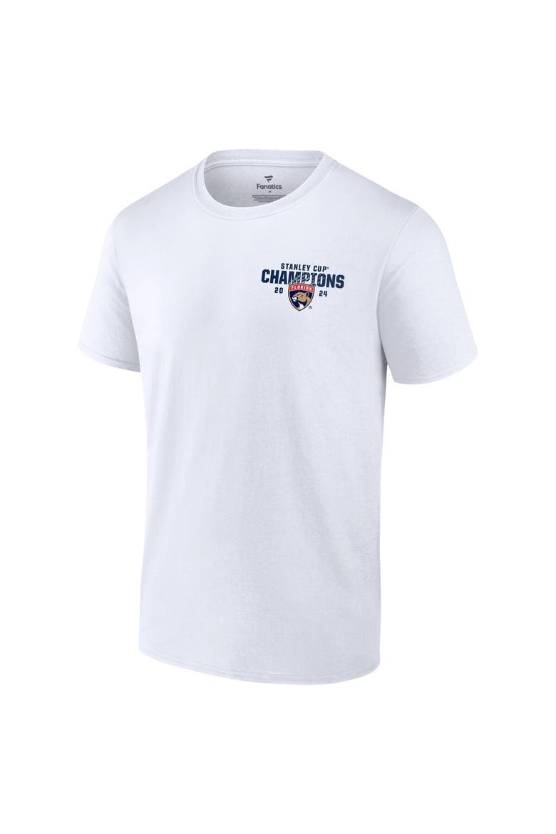 Men's Fanatics  White Florida Panthers 2024 Stanley Cup Champions Jersey Roster T-Shirt, Alternate, color, White