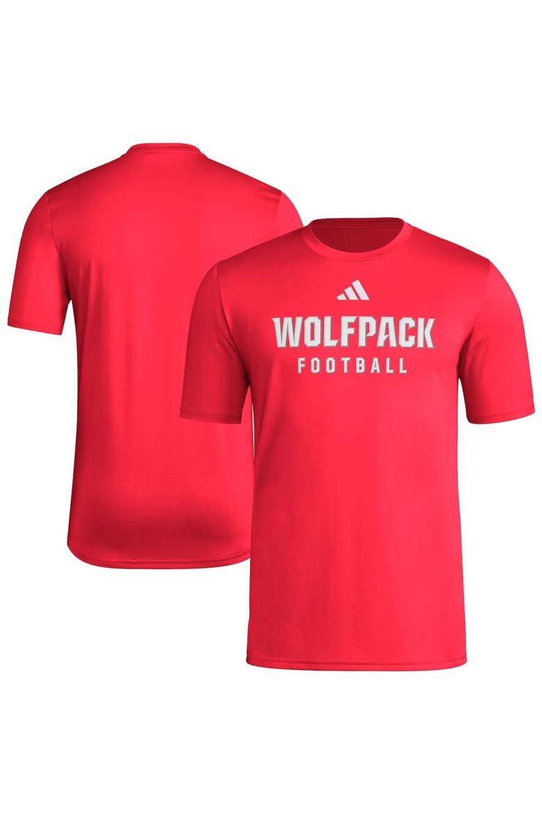 Men's adidas  Red NC State Wolfpack Locker Practice Football Pre-Game T-Shirt, Alternate, color, Red