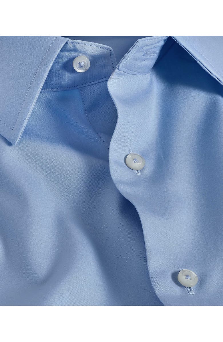 David Donahue Trim Fit Broadcloth French Cuff Dress Shirt, Alternate, color, Blue