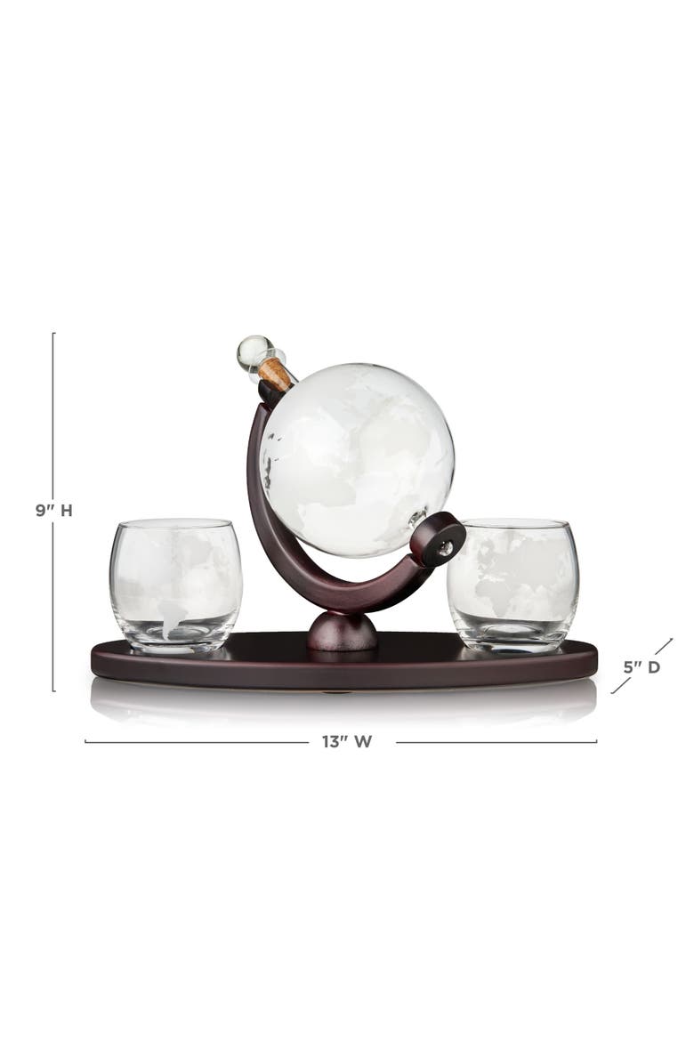 Globe Decanter & Whiskey Tumblers Set of 3, Alternate, color, Clear