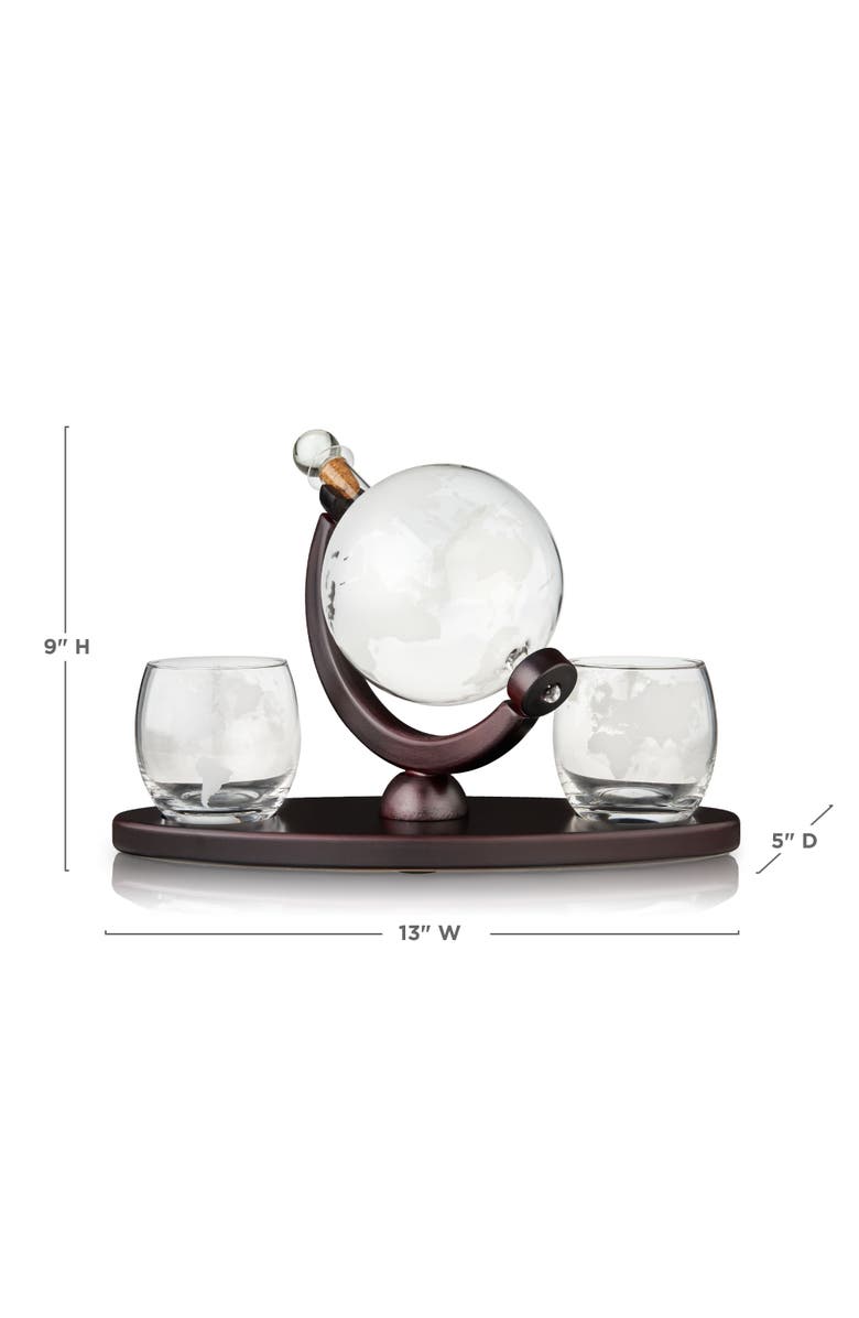 Viski Globe Decanter & Whiskey Tumblers Set of 3, Alternate, color, Clear