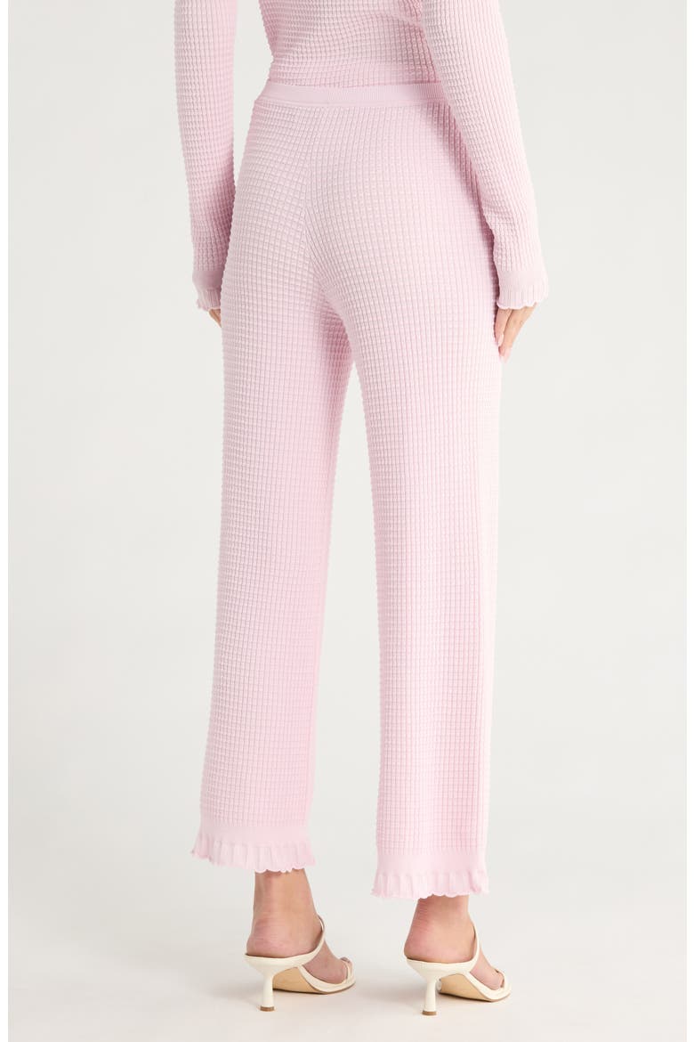 Ruffle Hem Textured Knit Wide Leg Pants, Alternate, color, SOFT PINK