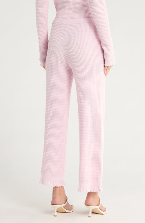 Theory Ruffle Hem Textured Knit Wide Leg Pants In Pink