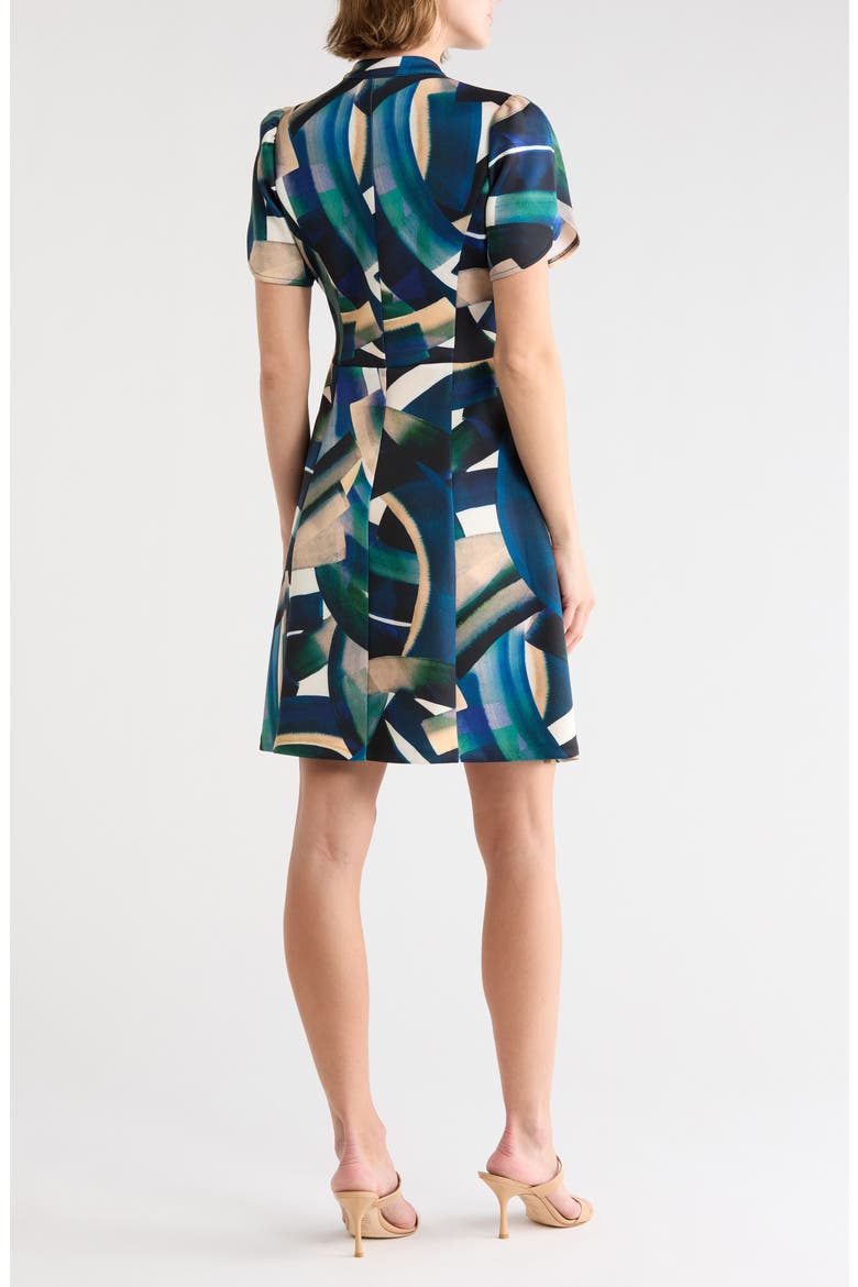 Print Fit and Flare Dress, Alternate, color, BLUE MULTI