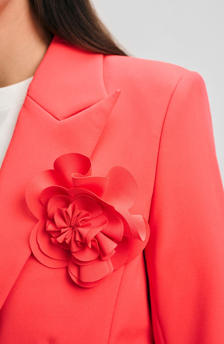 Isaac Mizrahi New York Peak Lapel Blazer with Removable Flower Pin, Alternate, color, Radiant Rose