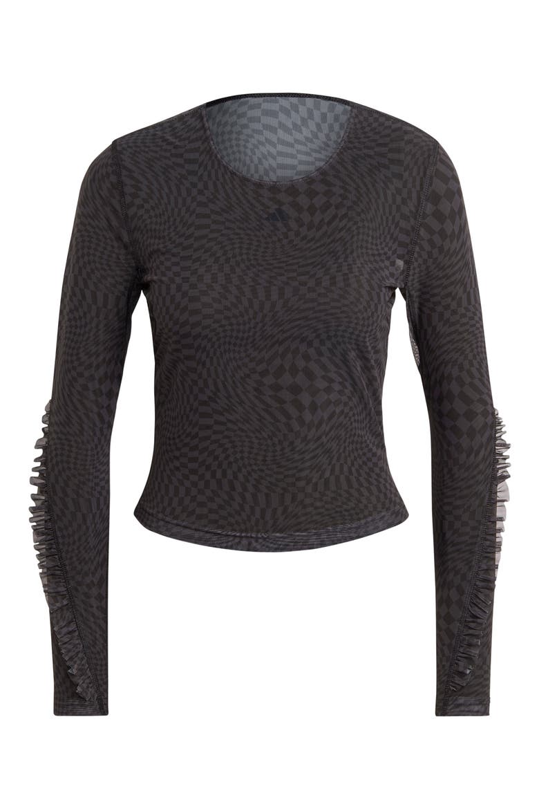 Print Clash Long Sleeve Yoga Shirt, Alternate, color, BLACK