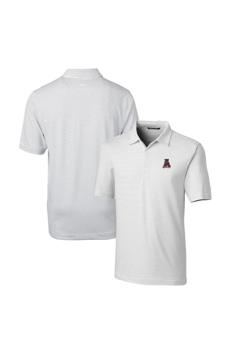 Cutter & Buck Men's Cutter & Buck White Alabama Crimson Tide Forge Pencil Stripe Stretch Polo, Main, color, 