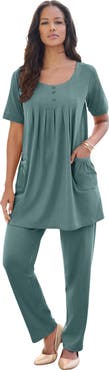 Roaman's Plus Size Two Pocket Soft Knit Swing Tunic
