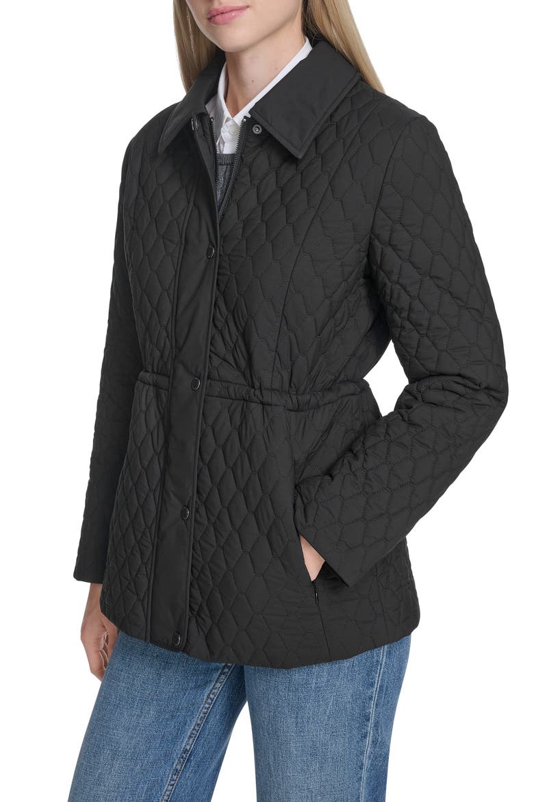 Honeycomb Quilted Jacket, Alternate, color, BLACK