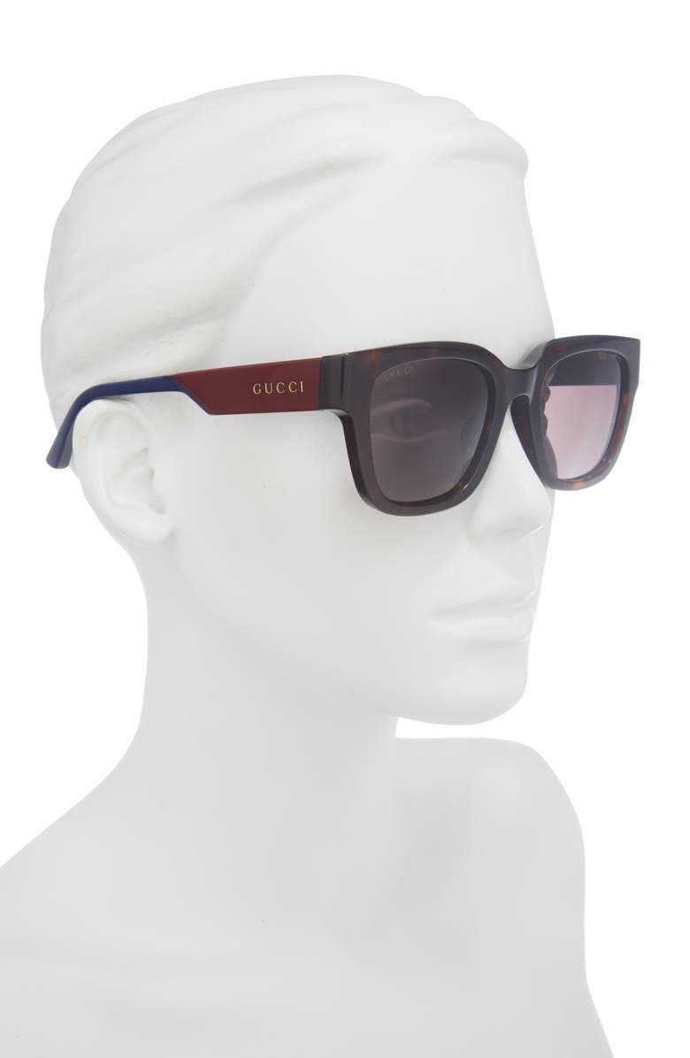 Gucci 52mm Square Sunglasses, Alternate, color, Havana Blue Grey